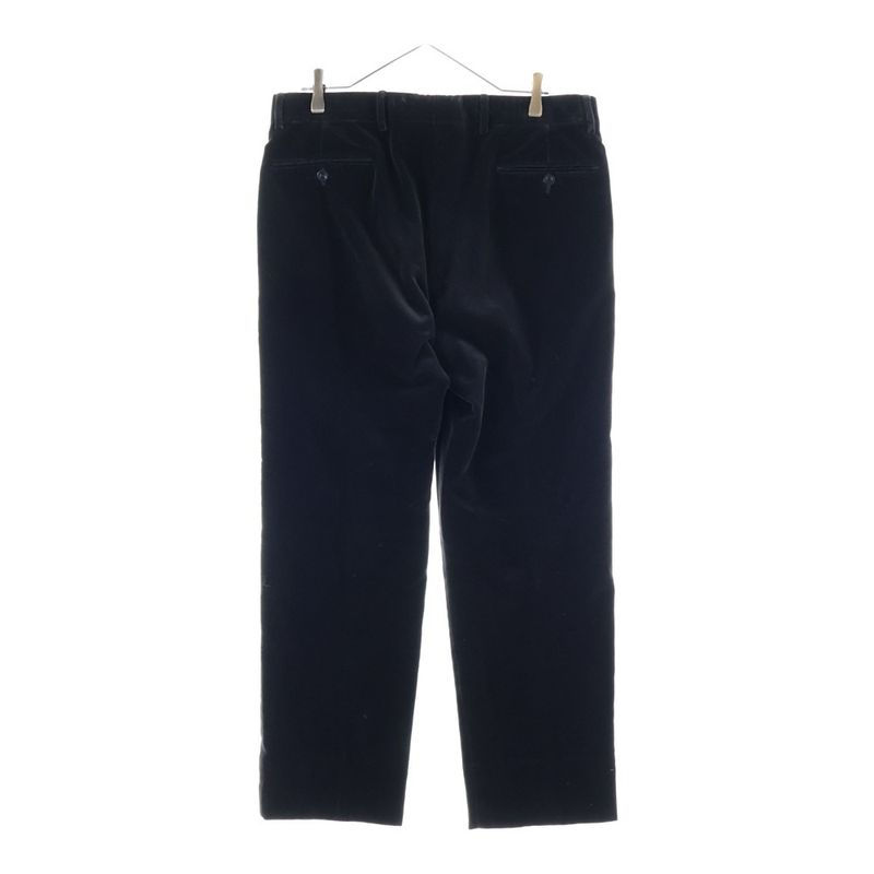 Hermes Velor Velvet No-Tuck Slacks Pants Trousers Black