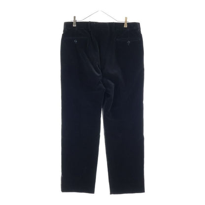 Hermes Velor Velvet No-Tuck Slacks Pants Trousers Black