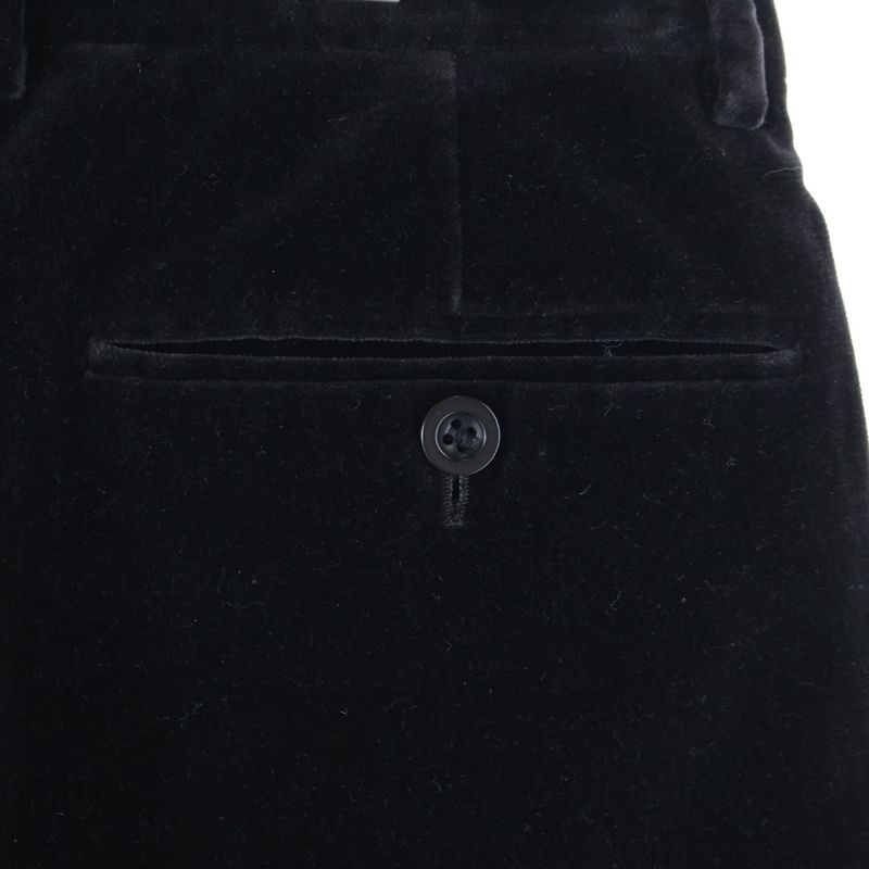 Hermes Velor Velvet No-Tuck Slacks Pants Trousers Black