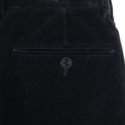 Hermes Velor Velvet No-Tuck Slacks Pants Trousers Black