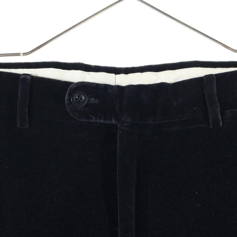 Hermes Velor Velvet No-Tuck Slacks Pants Trousers Black