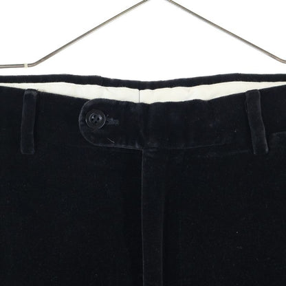Hermes Velor Velvet No-Tuck Slacks Pants Trousers Black