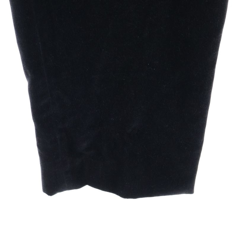 Hermes Velor Velvet No-Tuck Slacks Pants Trousers Black