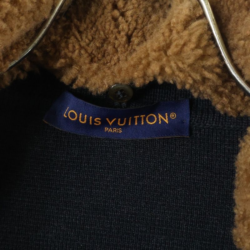 Louis Vuitton 23aw Detachable Boa Shearling Color Logo Embroidery Wool Knit Zip