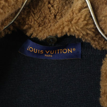 Louis Vuitton 23aw Detachable Boa Shearling Color Logo Embroidery Wool Knit Zip