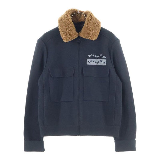 Louis Vuitton 23aw Detachable Boa Shearling Color Logo Embroidery Wool Knit Zip