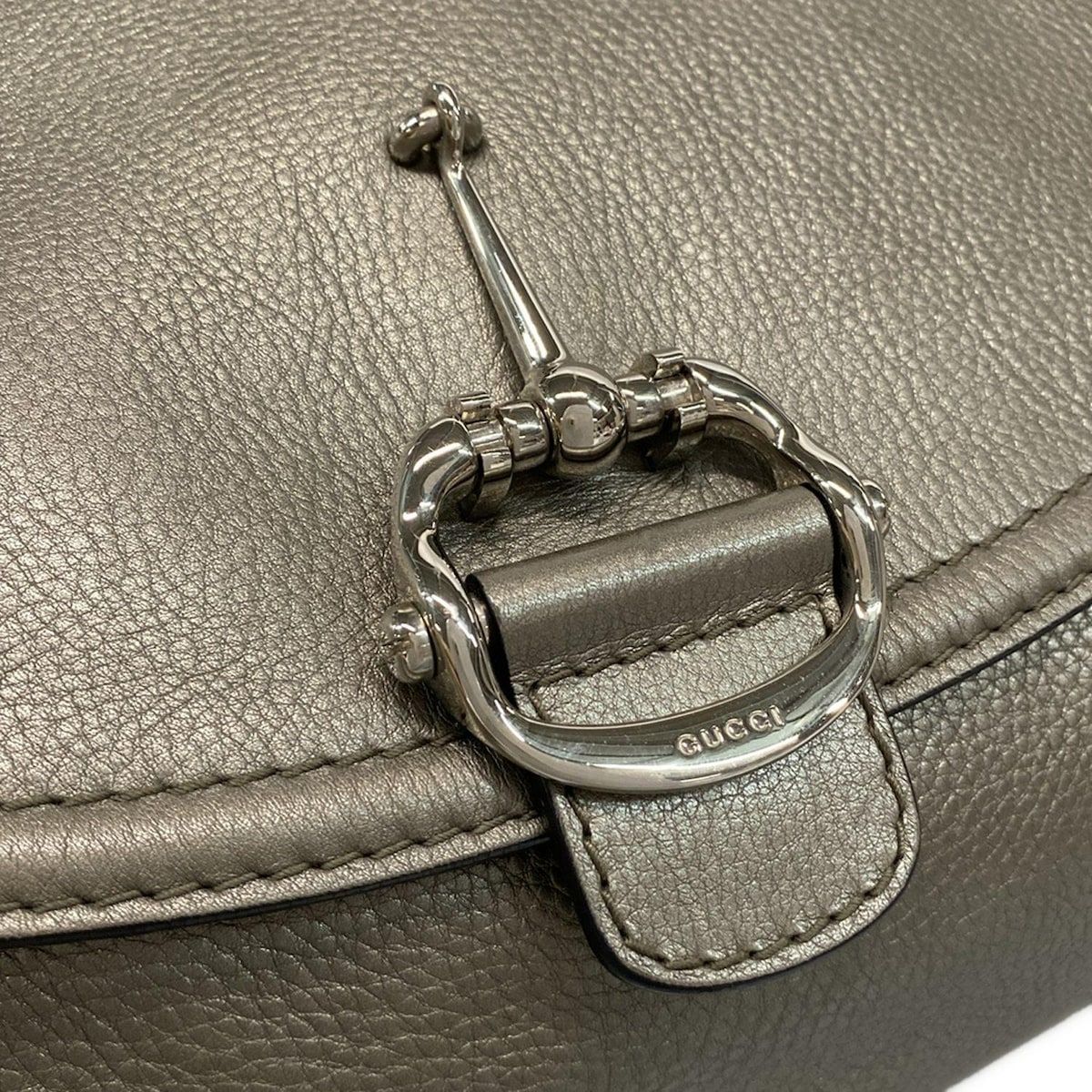 Gucci Handbag Horsebit 240266 Gray Leather