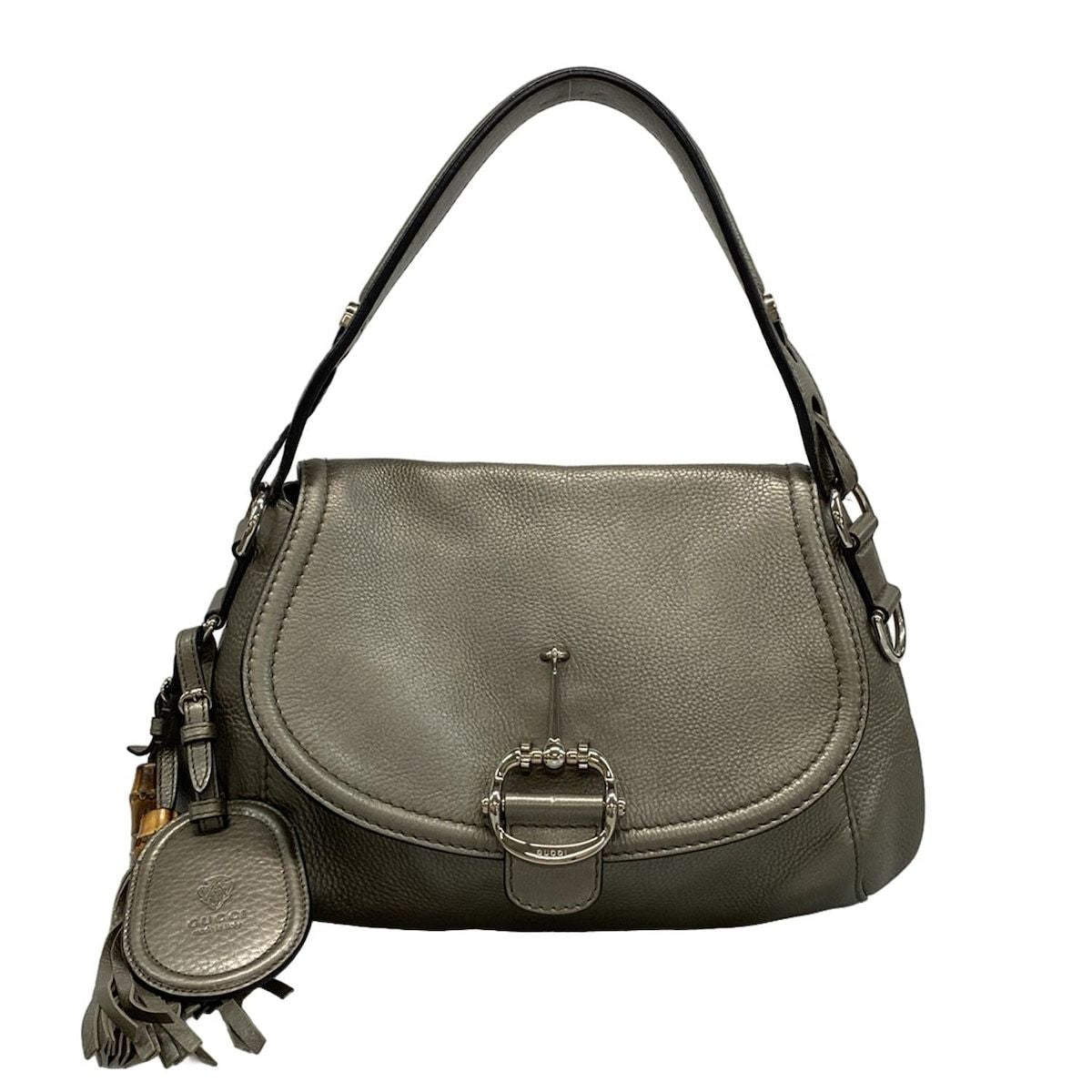 Gucci Handbag Horsebit 240266 Gray Leather