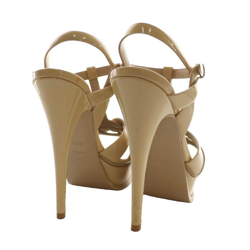 Saint Laurent Paris Tribute Platform Sandals Enamel 35.5 Beige 315487 SS • OS