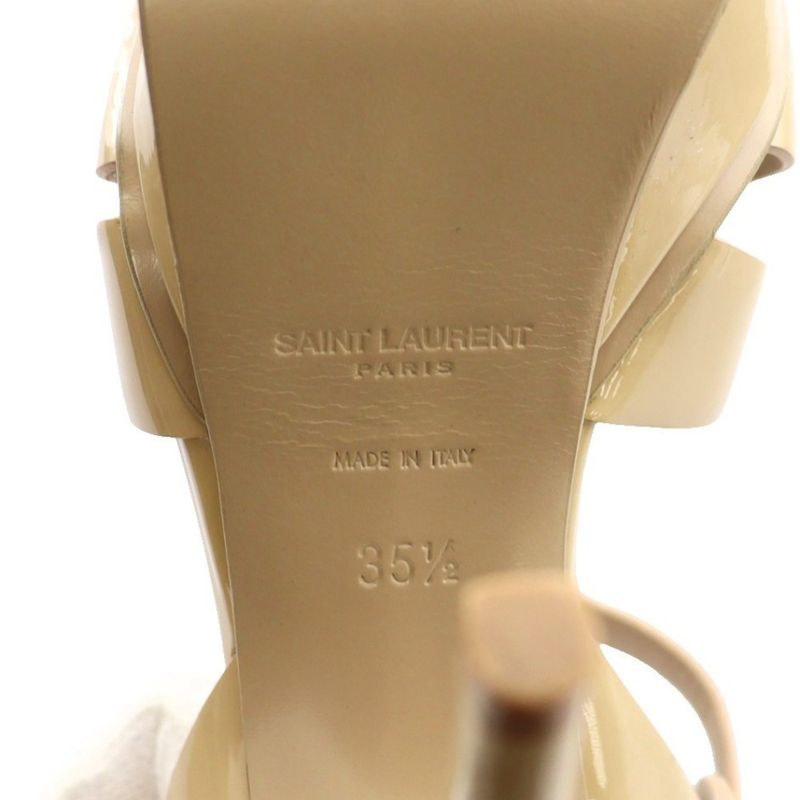 Saint Laurent Paris Tribute Platform Sandals Enamel 35.5 Beige 315487 SS • OS