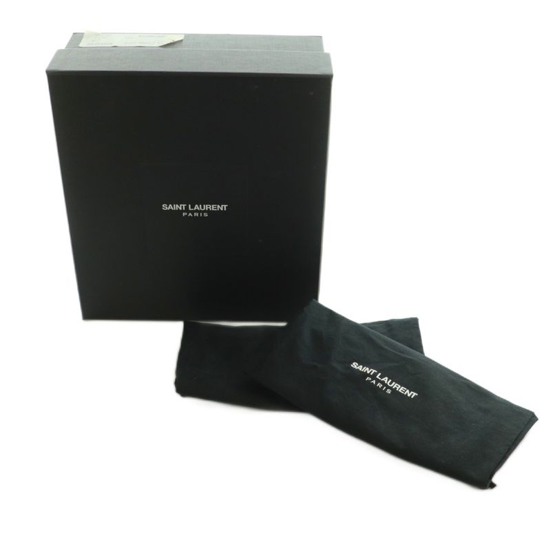 Saint Laurent Paris Sandals Wedge Sole Ribbon Suede 35.5 22.5cm (8.86in) Black