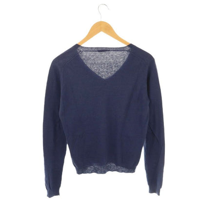Prada Cotton Cashmere Blend V-Neck Knit Sweater 42 Navy Es • OS