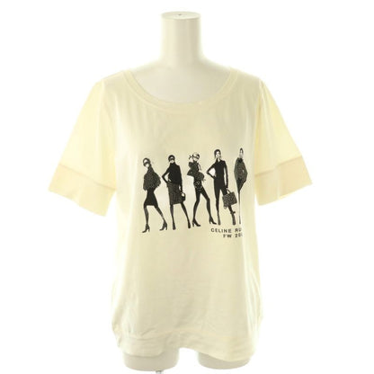 Celine Rhinestone Short Sleeve T-Shirt Cut and Sew L Ivory Df • OS
