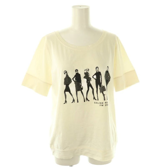 Celine Rhinestone Short Sleeve T-Shirt Cut and Sew L Ivory Df • OS