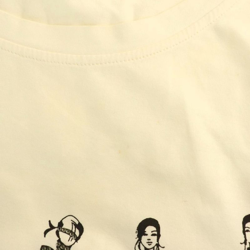Celine Rhinestone Short Sleeve T-Shirt Cut and Sew L Ivory Df • OS