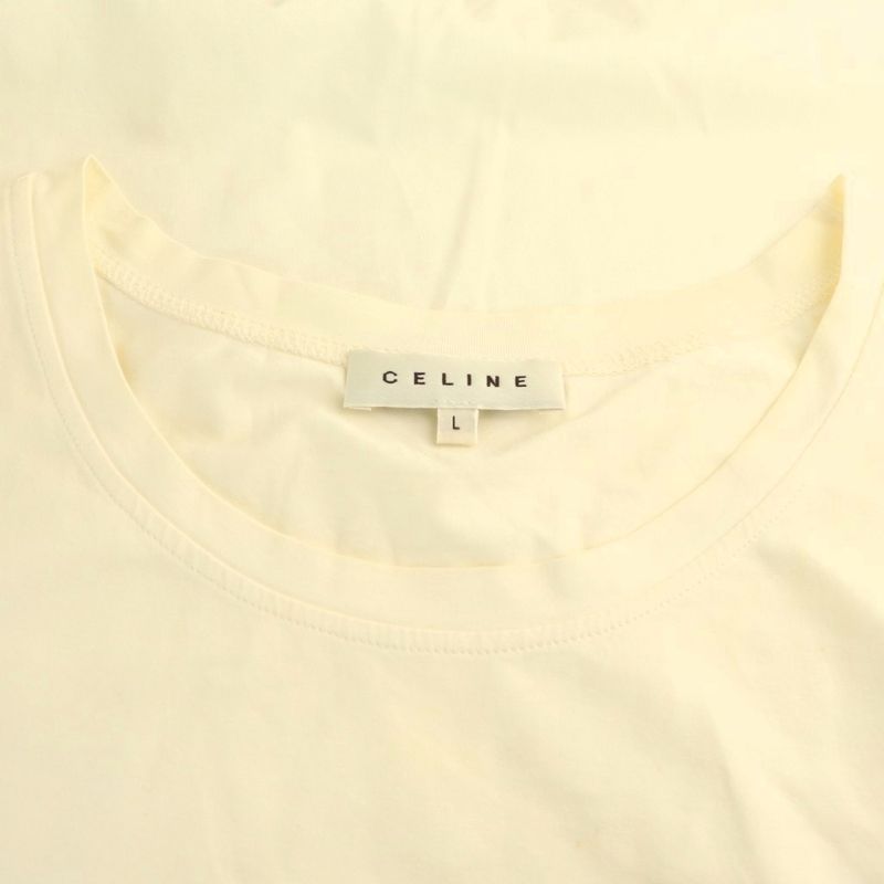 Celine Rhinestone Short Sleeve T-Shirt Cut and Sew L Ivory Df • OS