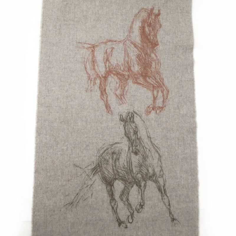 Hermes Muffler - Gallop Pirouette Gray - 100% Cashmere Cleaned Accessori
