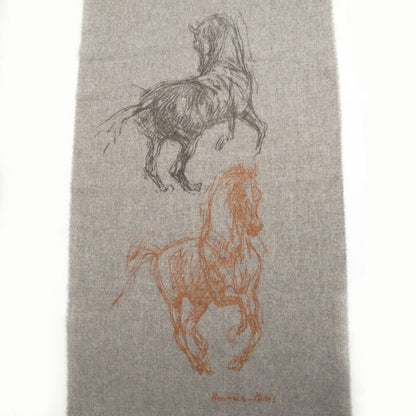 Hermes Muffler - Gallop Pirouette Gray - 100% Cashmere Cleaned Accessori