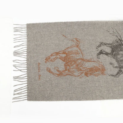 Hermes Muffler - Gallop Pirouette Gray - 100% Cashmere Cleaned Accessori