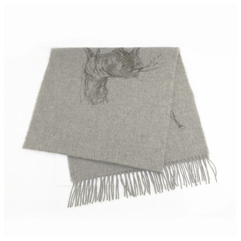 Hermes Muffler - Gallop Pirouette Gray - 100% Cashmere Cleaned Accessori
