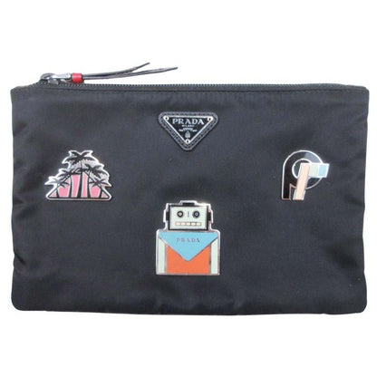 2018 Prada Robot Metal Applique Pouch Accessory Second Bag Clutch Nylon