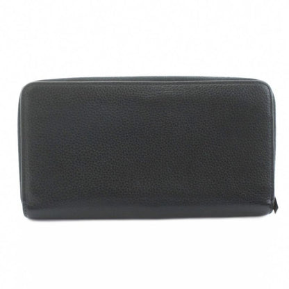 Celine Long Wallet Round Zipper Leather Coin Purse Black Ku • OH