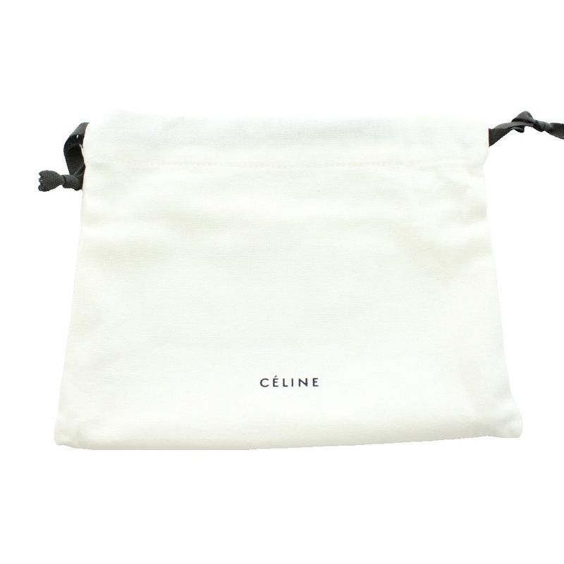 Celine Long Wallet Round Zipper Leather Coin Purse Black Ku • OH