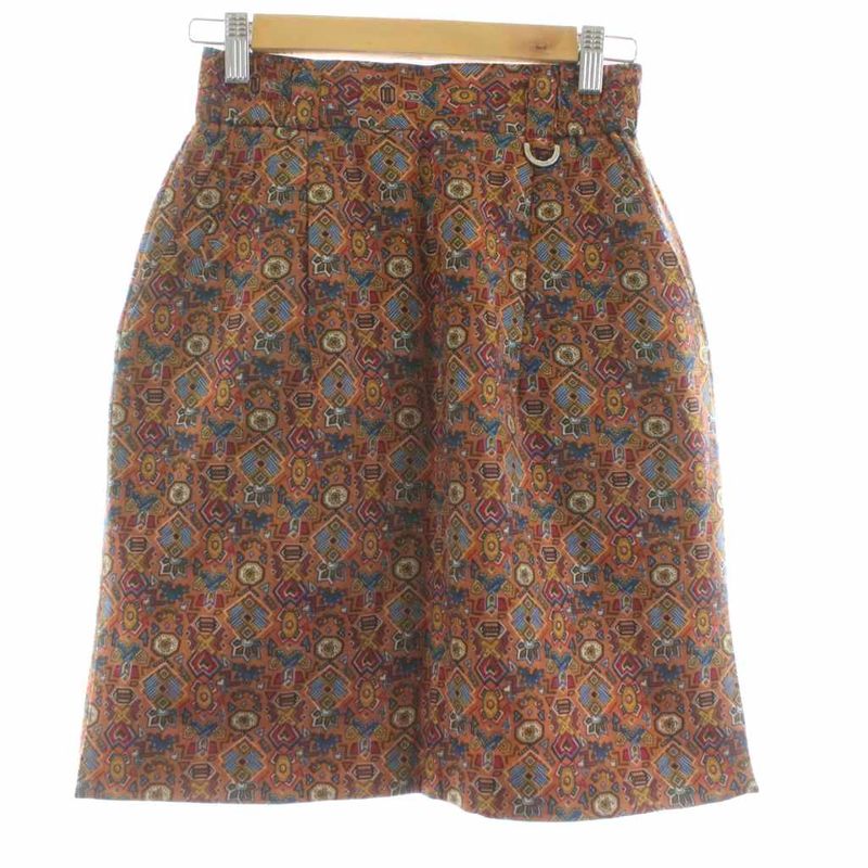 Christian Dior Sport Tight Skirt Mini Filling Wool M Brown Multicolor All Over