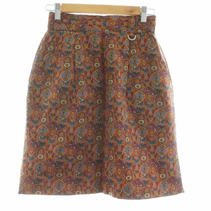 Christian Dior Sport Tight Skirt Mini Filling Wool M Brown Multicolor All Over