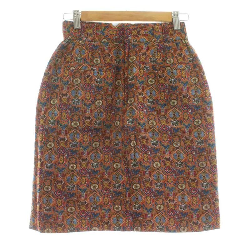 Christian Dior Sport Tight Skirt Mini Filling Wool M Brown Multicolor All Over