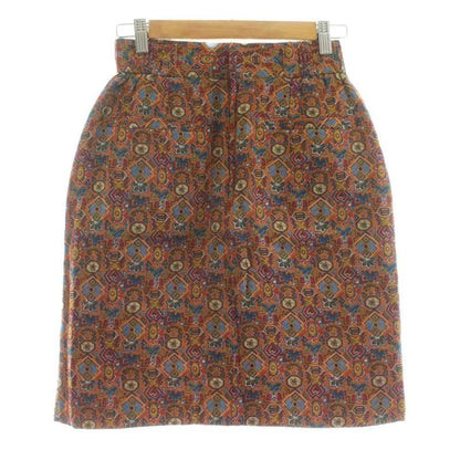 Christian Dior Sport Tight Skirt Mini Filling Wool M Brown Multicolor All Over