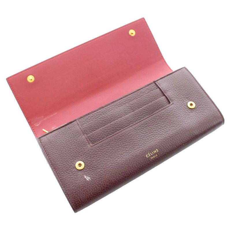 Celine Large Flap Multi-Function Bifold Long Wallet Leather with Coin Purse