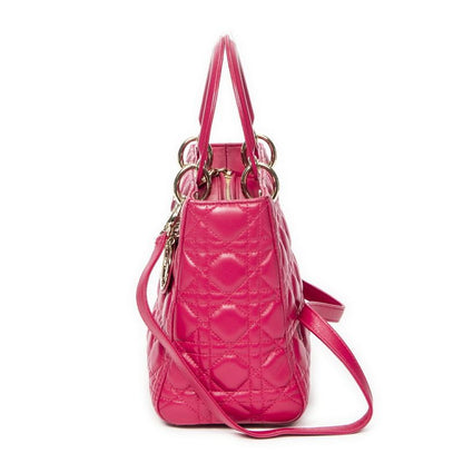 Dior Medium Lady Zip Fuchsia Cannage Lambskin Leather