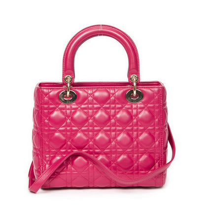 Dior Medium Lady Zip Fuchsia Cannage Lambskin Leather