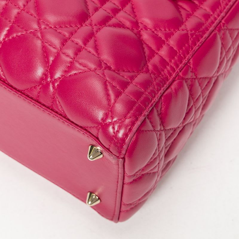 Dior Medium Lady Zip Fuchsia Cannage Lambskin Leather