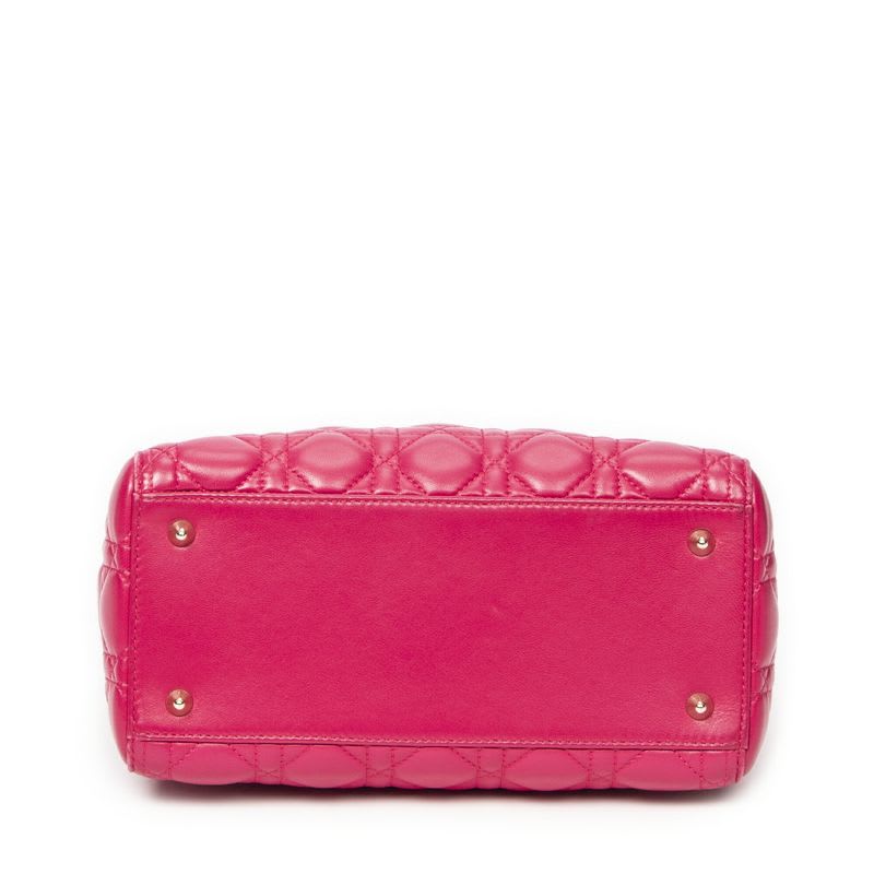 Dior Medium Lady Zip Fuchsia Cannage Lambskin Leather