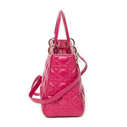 Dior Medium Lady Zip Fuchsia Cannage Lambskin Leather