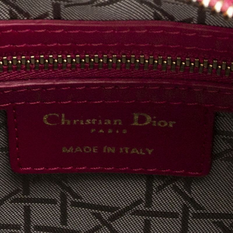 Dior Medium Lady Zip Fuchsia Cannage Lambskin Leather