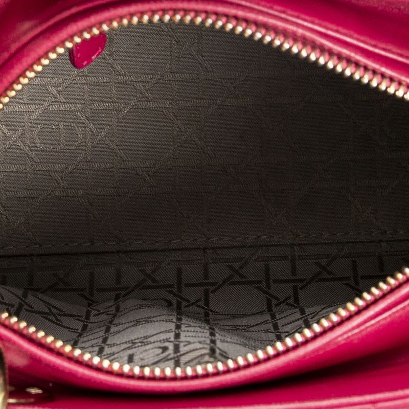 Dior Medium Lady Zip Fuchsia Cannage Lambskin Leather