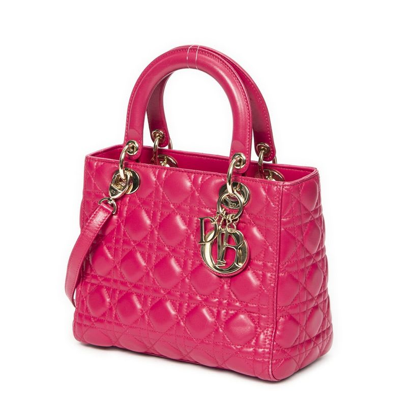 Dior Medium Lady Zip Fuchsia Cannage Lambskin Leather