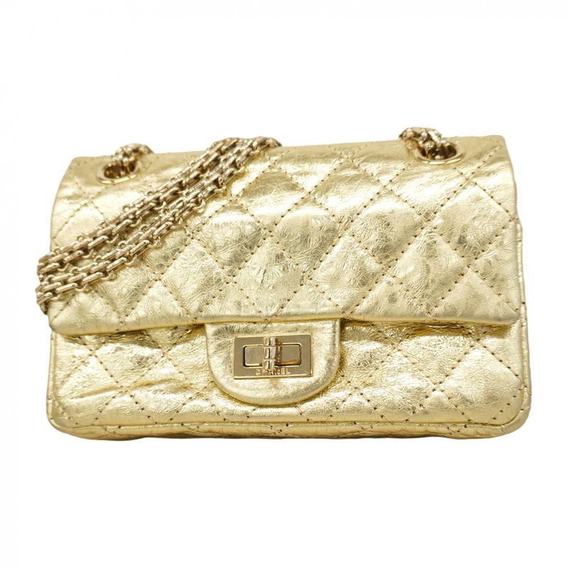 Chanel Shoulder Bag 2.55 Matelasse Leather Gold Hardware Women's