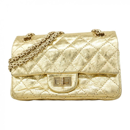 Chanel Shoulder Bag 2.55 Matelasse Leather Gold Hardware Women's
