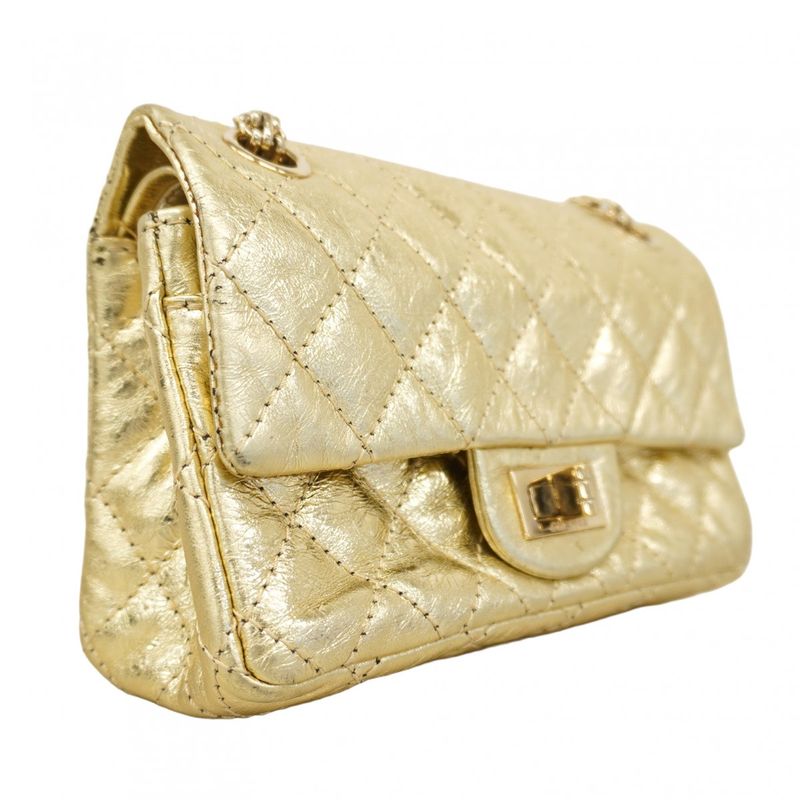 Chanel Shoulder Bag 2.55 Matelasse Leather Gold Hardware Women's