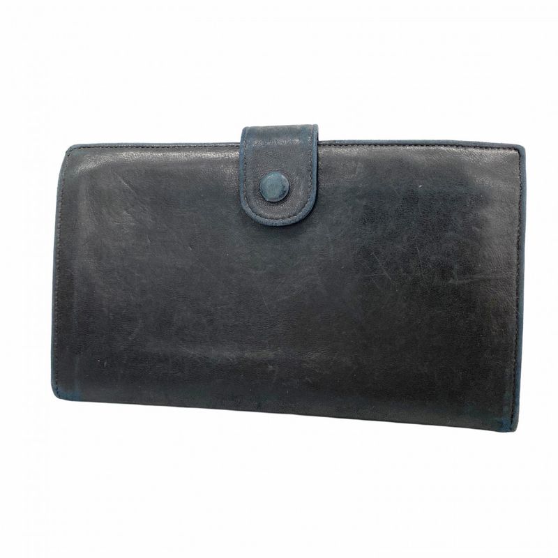 Chanel Long Wallet Lambskin Black Gold Hardware Women's