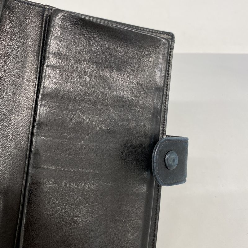 Chanel Long Wallet Lambskin Black Gold Hardware Women's