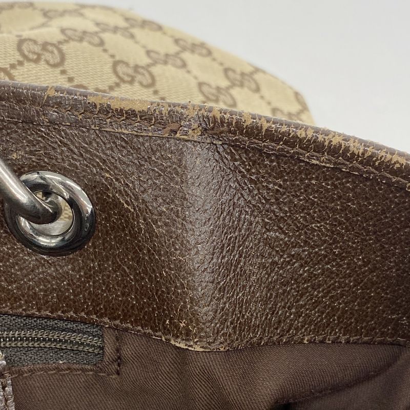 Gucci Tote Bag GG Canvas 120836 Canvas Beige Brown Silver Hardware Women's