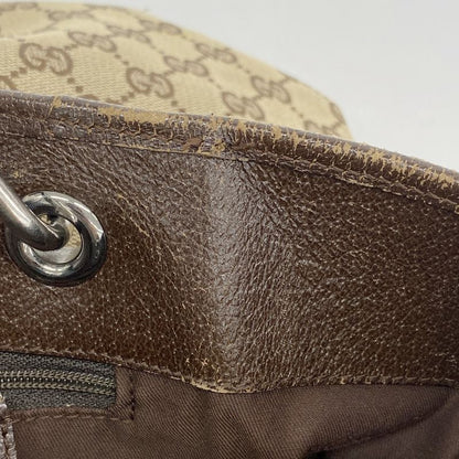 Gucci Tote Bag GG Canvas 120836 Canvas Beige Brown Silver Hardware Women's