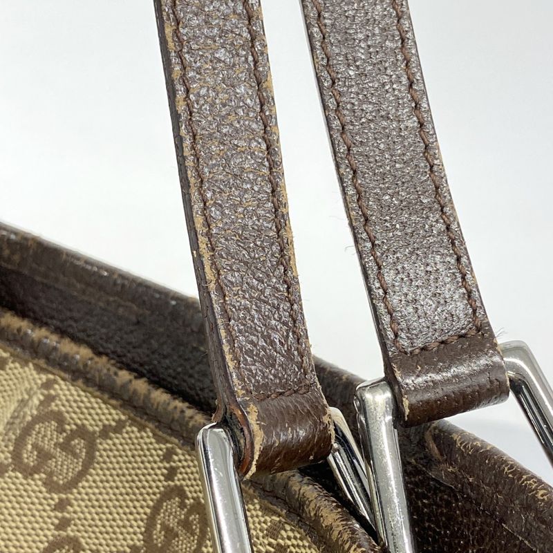 Gucci Tote Bag GG Canvas 120836 Canvas Beige Brown Silver Hardware Women's