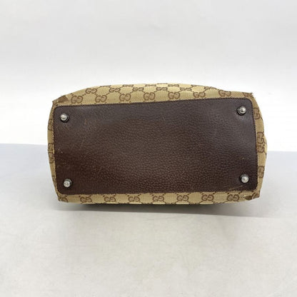 Gucci Tote Bag GG Canvas 120836 Canvas Beige Brown Silver Hardware Women's