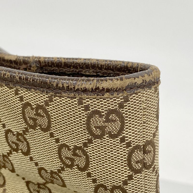Gucci Tote Bag GG Canvas 120836 Canvas Beige Brown Silver Hardware Women's